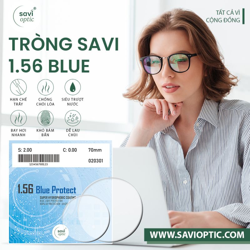 Tròng savi 1.56 lọc ánh sáng xanh